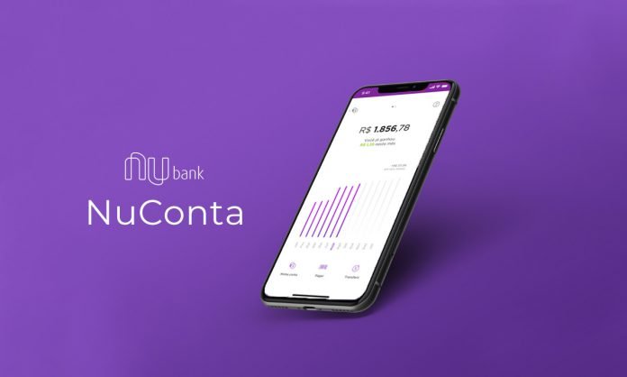 Imagem descritiva de uma conta bancária aberta em um smatphone. A NuConta.